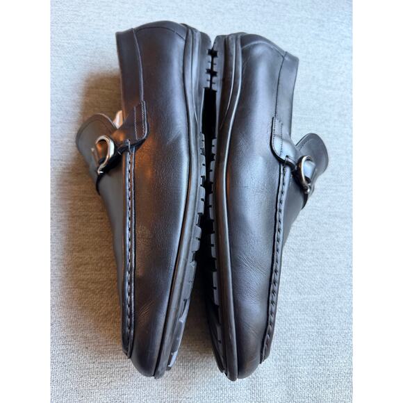 Salvatore Ferragamo Gitano Single Gancia Black Genuine Leather Loafer Men Sz 13 - Picture 7 of 12
